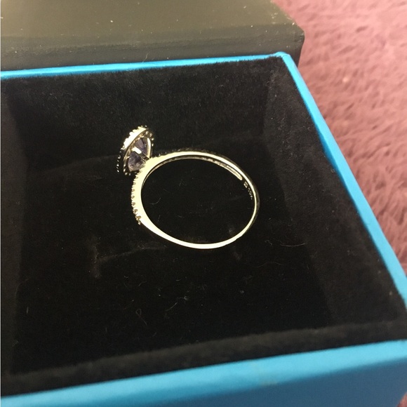 NWOT Vintage Solid 10K White Gold Tanzanite & Diamond Ring - Picture 5 of 14